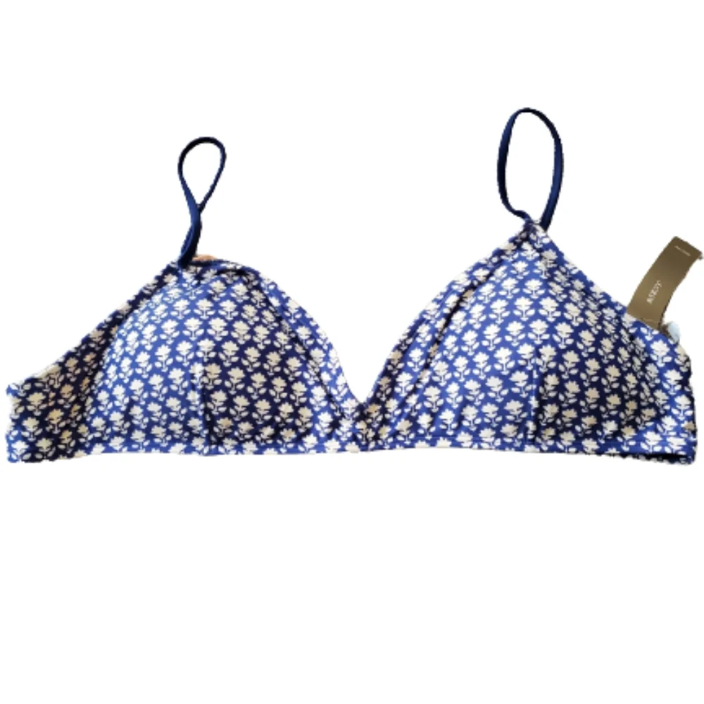 J.Crew plus floral Moderate Coverage french bikini top, 3XL, blue